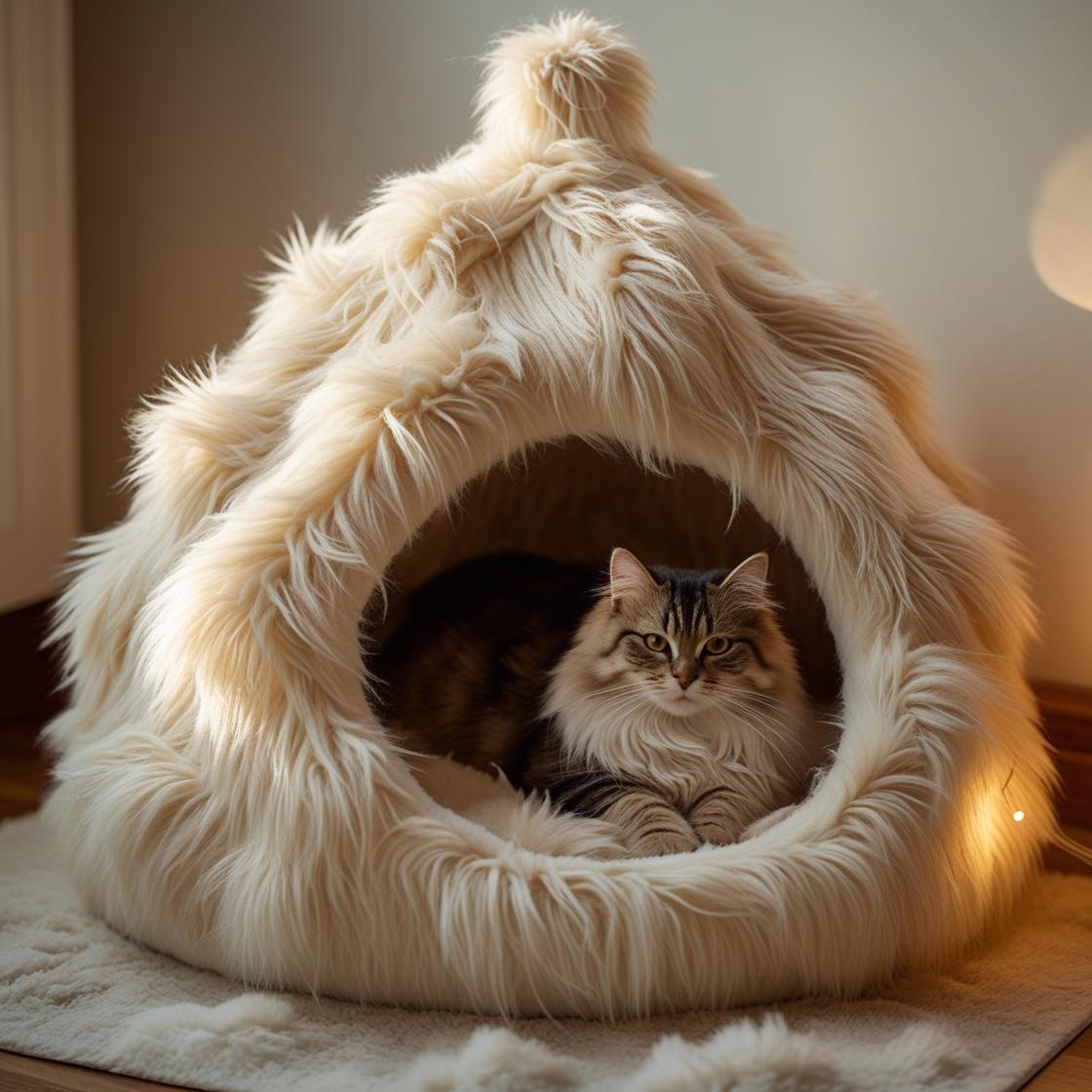 All Season Cat Bed — Soft & Warm Enclosed Pet House for Cats & Small Dogs | Easy to Clean & Durable
