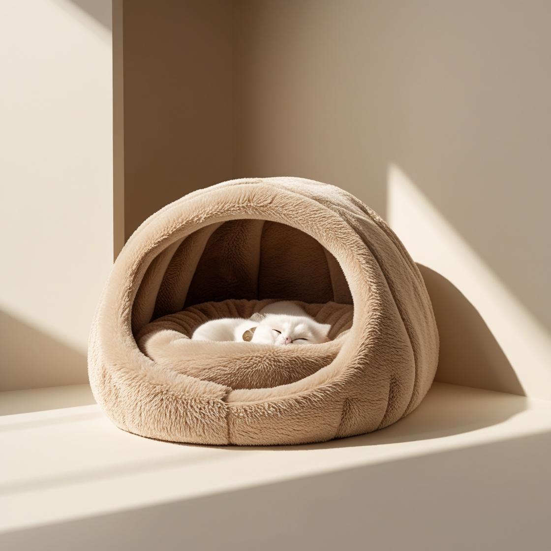 All Season Cat Bed — Soft & Warm Enclosed Pet House for Cats & Small Dogs | Easy to Clean & Durable